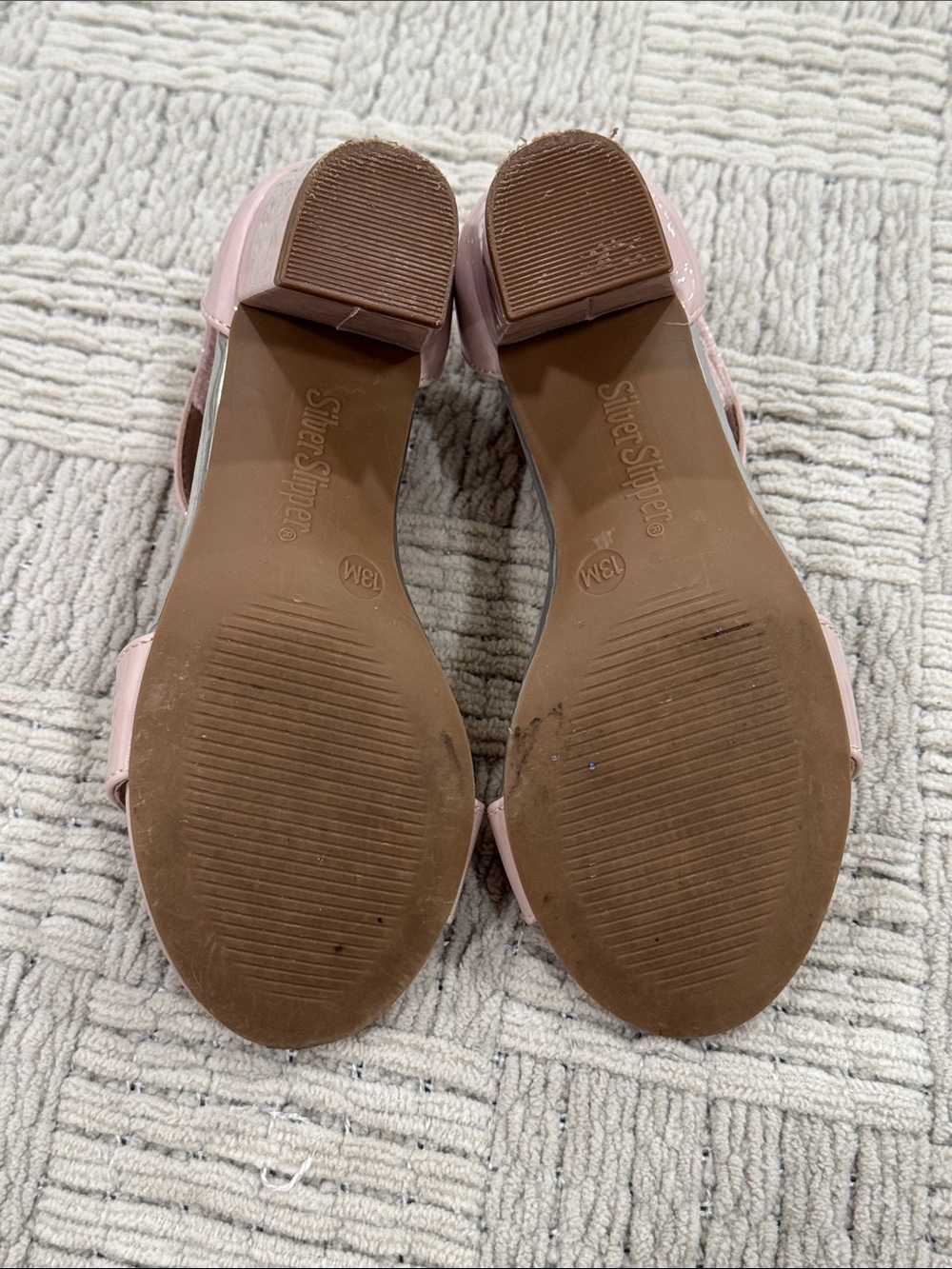 Girls Blush Pink Block Heel Sandals - Picture 4 of 4